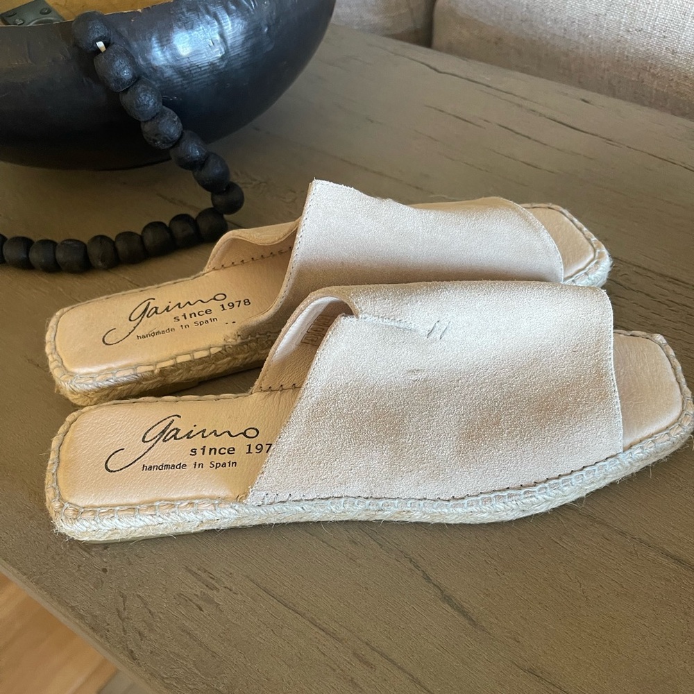 Gaimo Cream Espadrille Slide Sandals